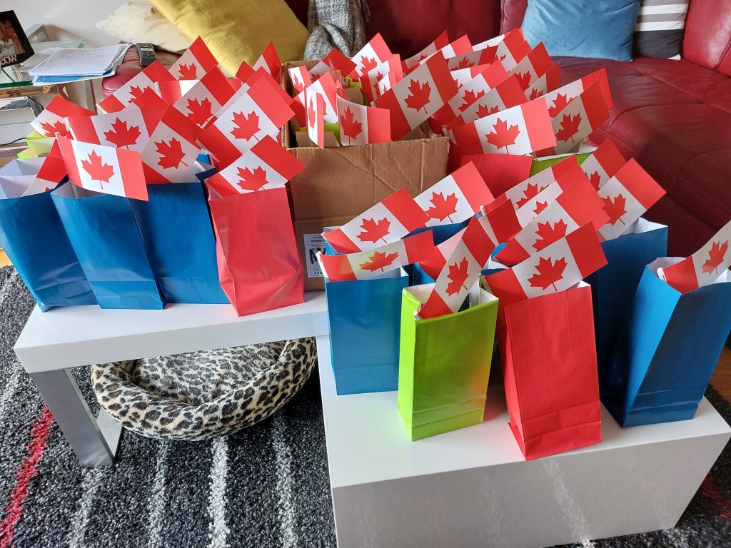 Victoria - National Seniors Day 2021 gift bags including a warm congratulatory letter and flags from our local MP Laurel Collins.