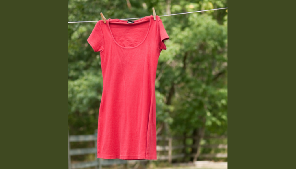 Red dress hanging from clothesline in honour of MMIWG2S+