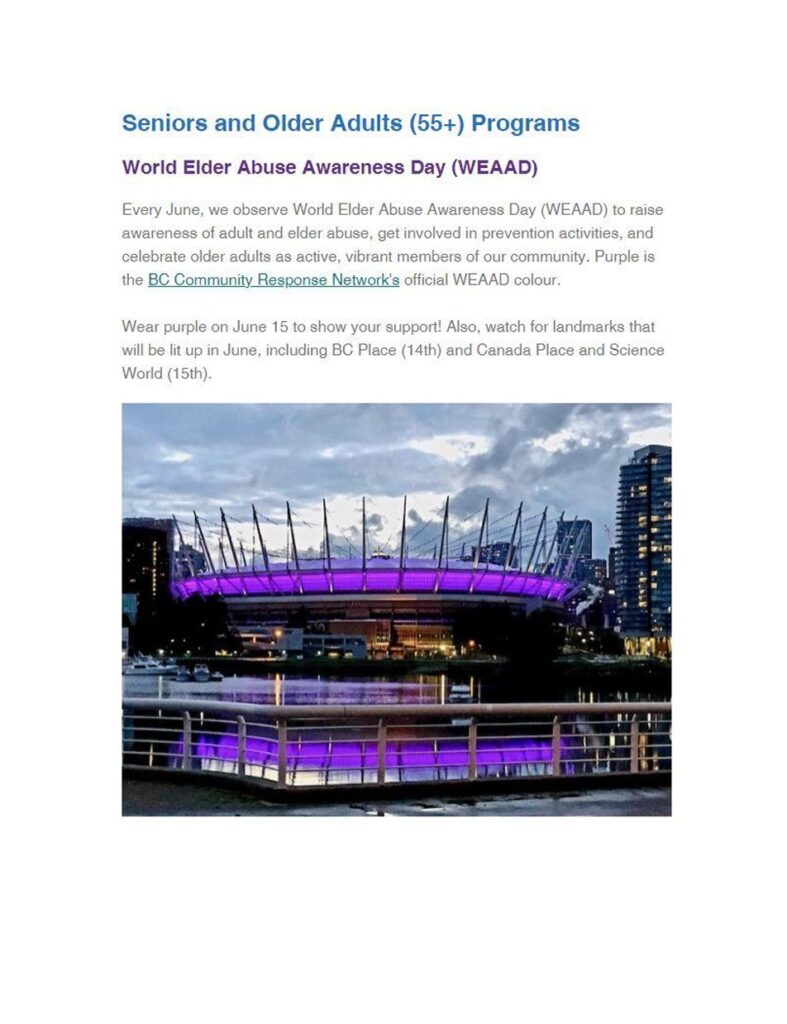 Mount Pleasant CRN - World Elder Abuse Awareness Day 2024